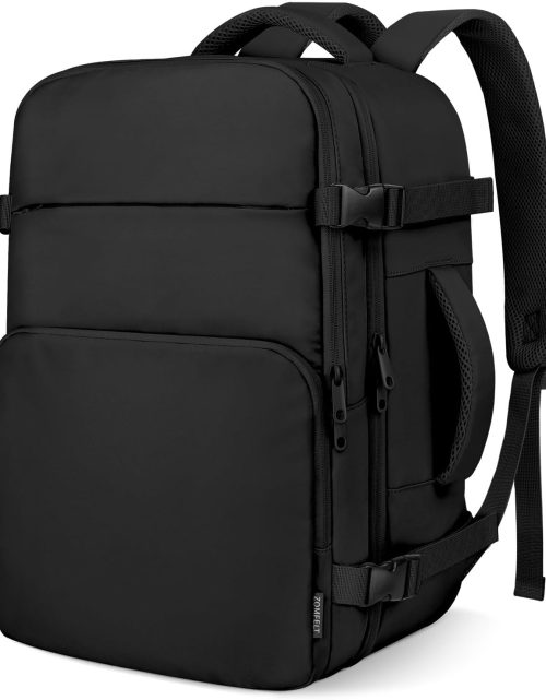 Travel Backpack for Women Men, Carry on Backpack, TSA 15.6 inch Laptop Backpack Flight Approved, Personal Item Travel Bag Nurse Bag Casual Daypack for School Weekender Business Trip, Black